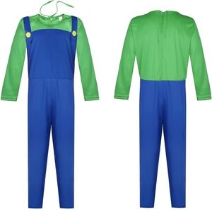 Adult Luigi Cosplay Costume Halloween Nintendo Super Mario Brothers